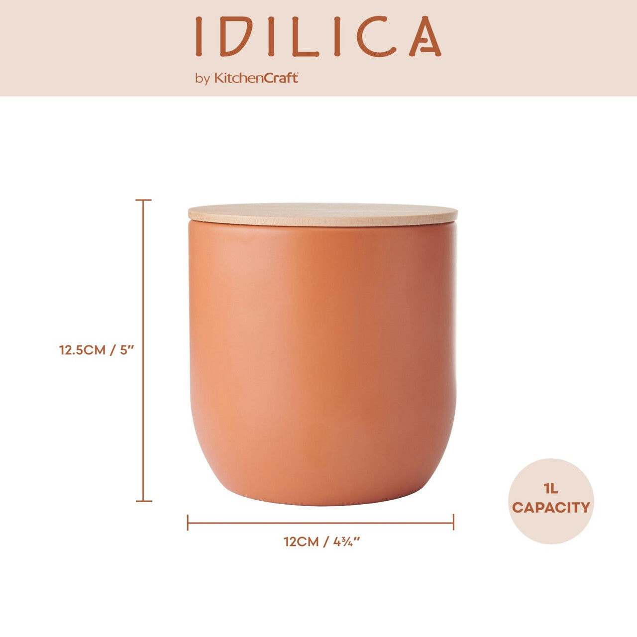KitchenCraft Idilica úložná dóza 1 l, oranžová, IDCANMEDORG