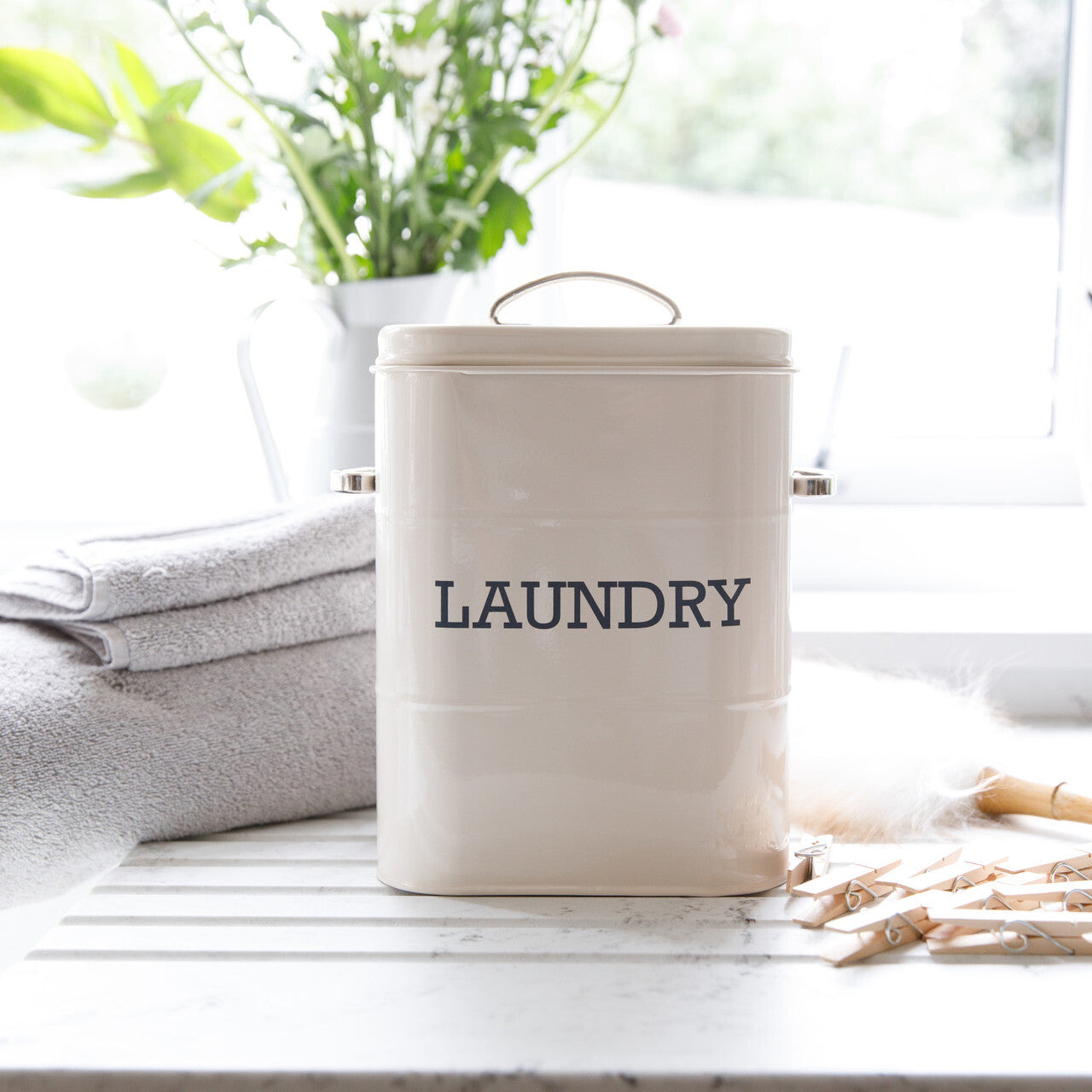 KitchenCraft Living Nostalgia úložná dóza na prací prášek, krémová, LNLAUNDRYCRE