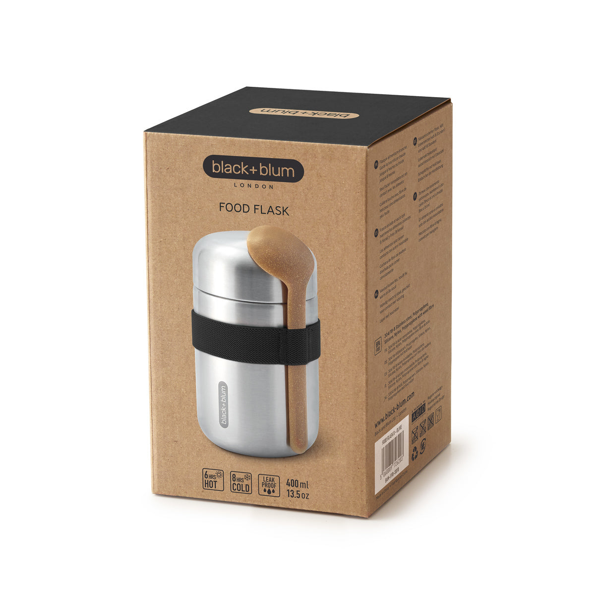 Black+Blum cestovní nádoba na jídlo se lžící 0,4 l, black, BAM-FFB-S018