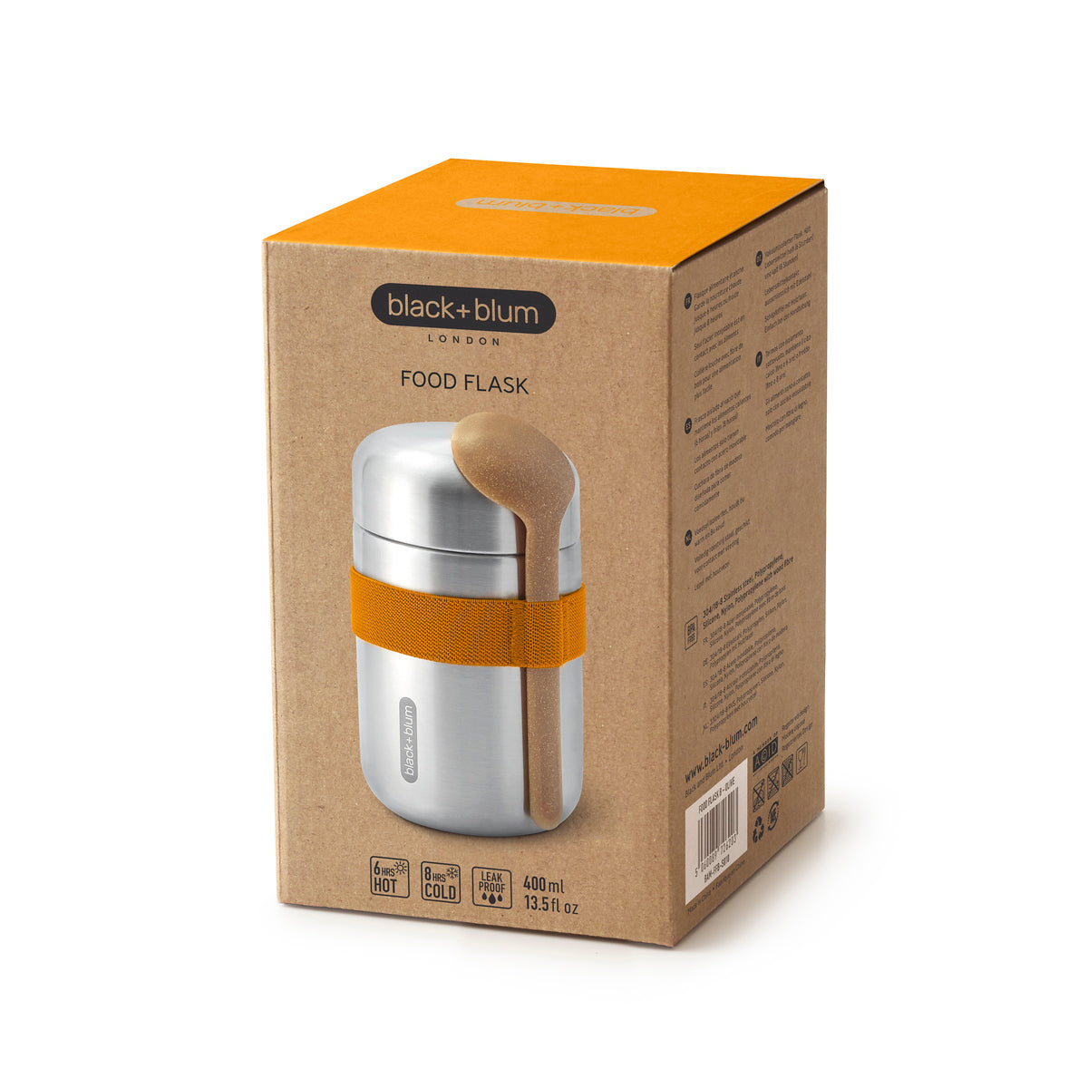 Black+Blum cestovní nádoba na jídlo se lžící 0,4 l, orange, BAM-FFB-S003