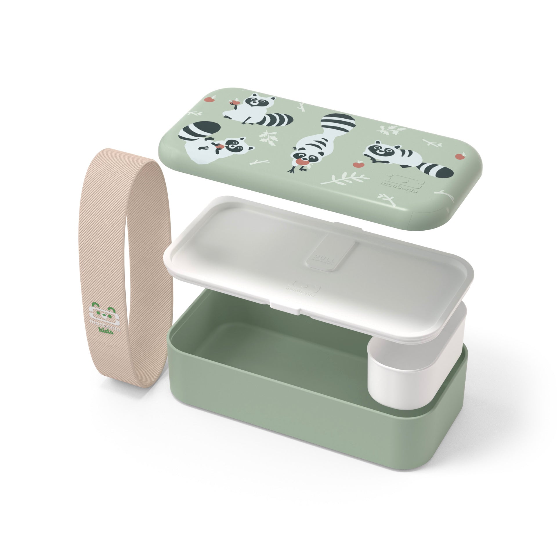 Monbento Foodie dětský svačinový box 0,5 l, green raccoon, 12124073