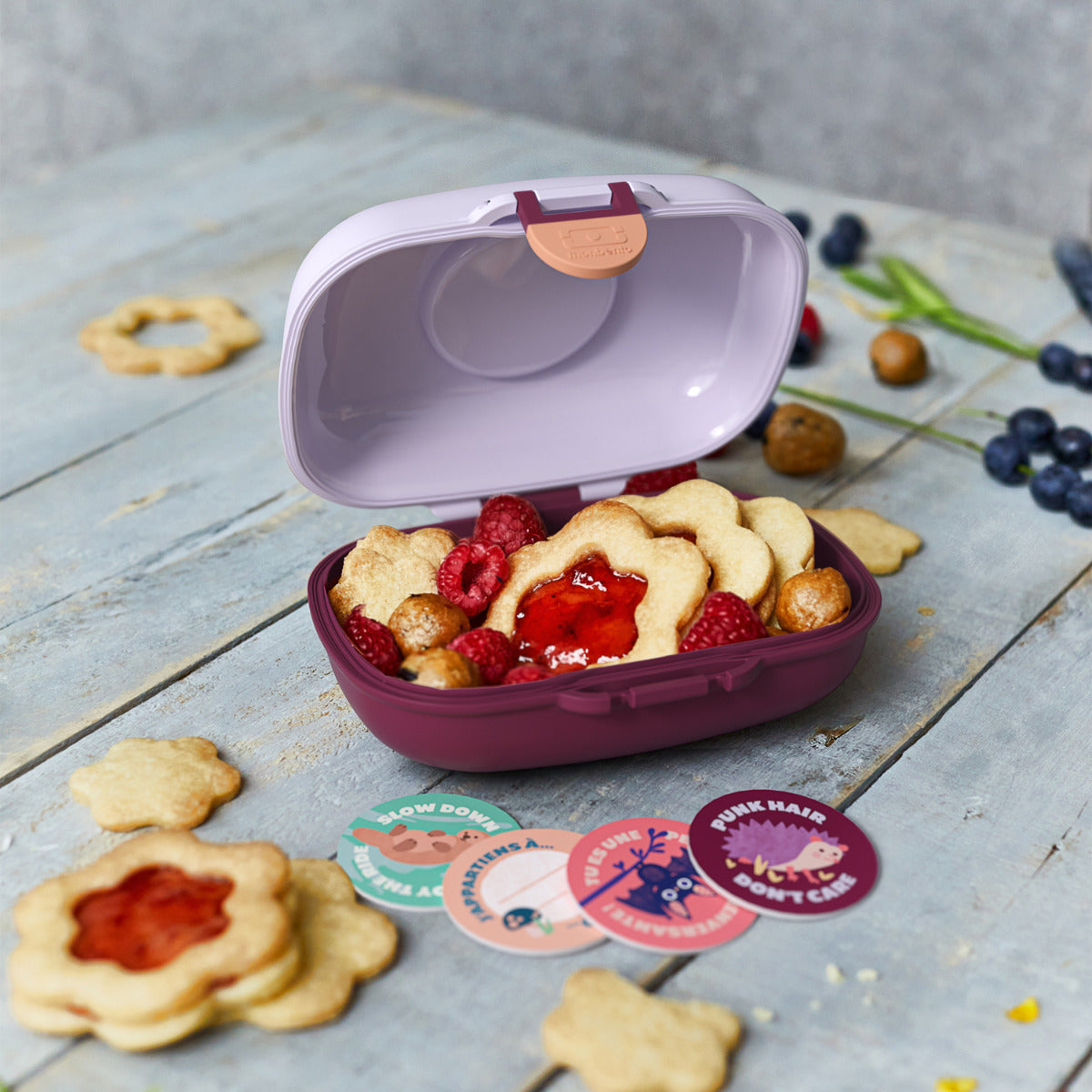 Monbento Gram dětský svačinový box 0,6 l, purple owly, 16014108