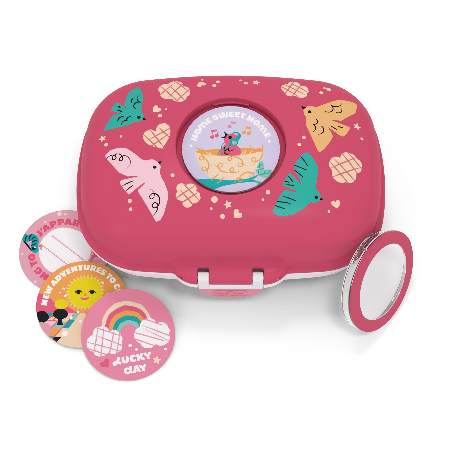 Monbento Gram dětský svačinový box 0,6 l, pink birds, 16014121
