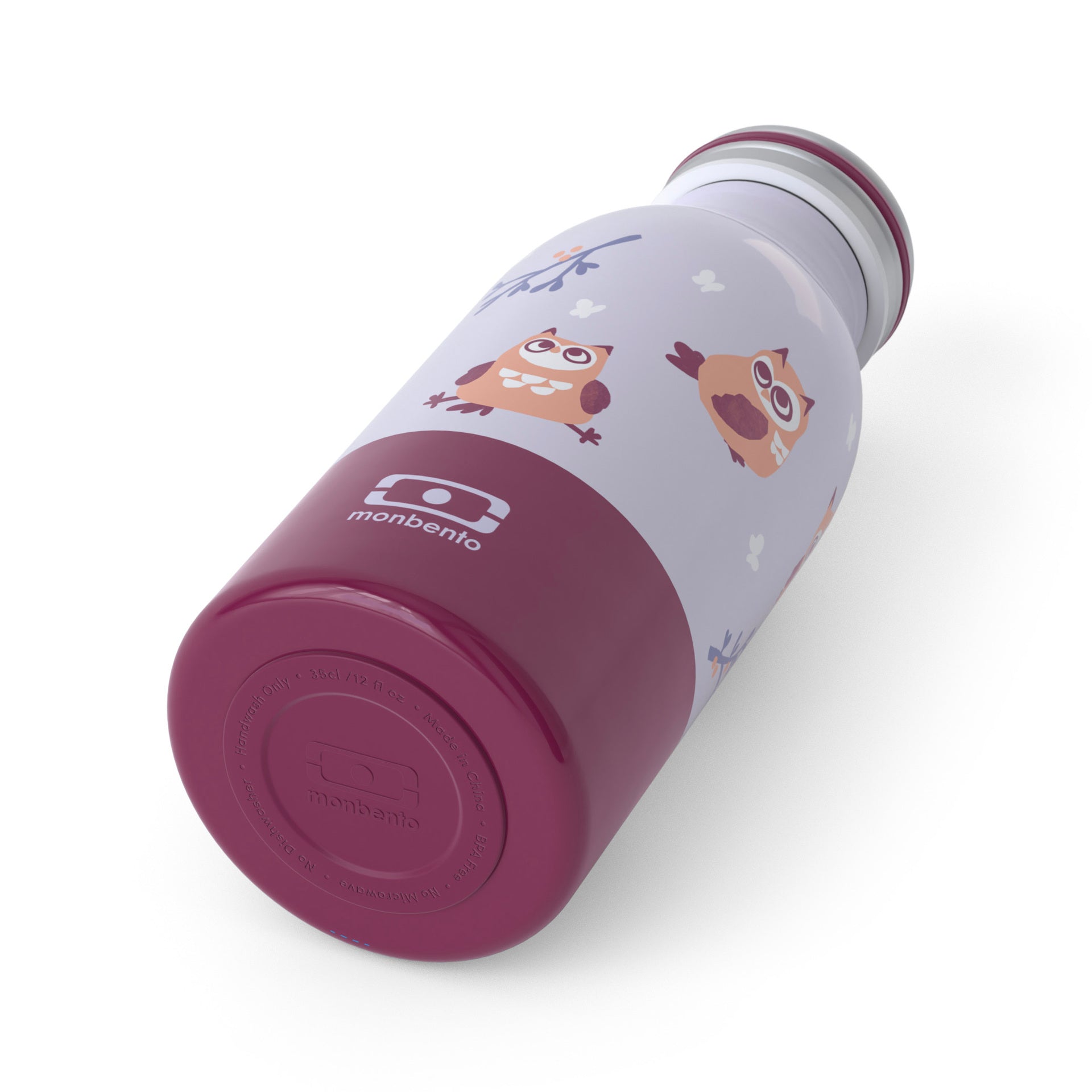 Monbento Cooly dětská termoláhev na pití 350 ml, purple owly, 47274108
