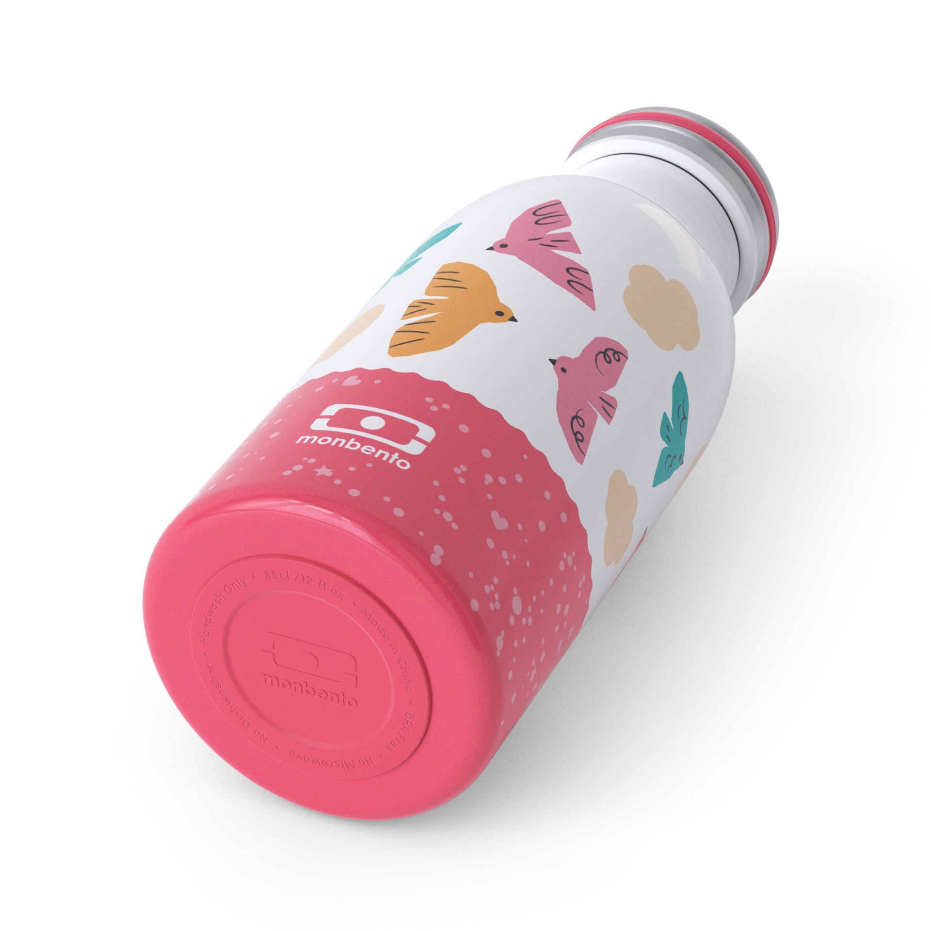Monbento Cooly dětská termoláhev na pití 350 ml, pink birds, 47274121