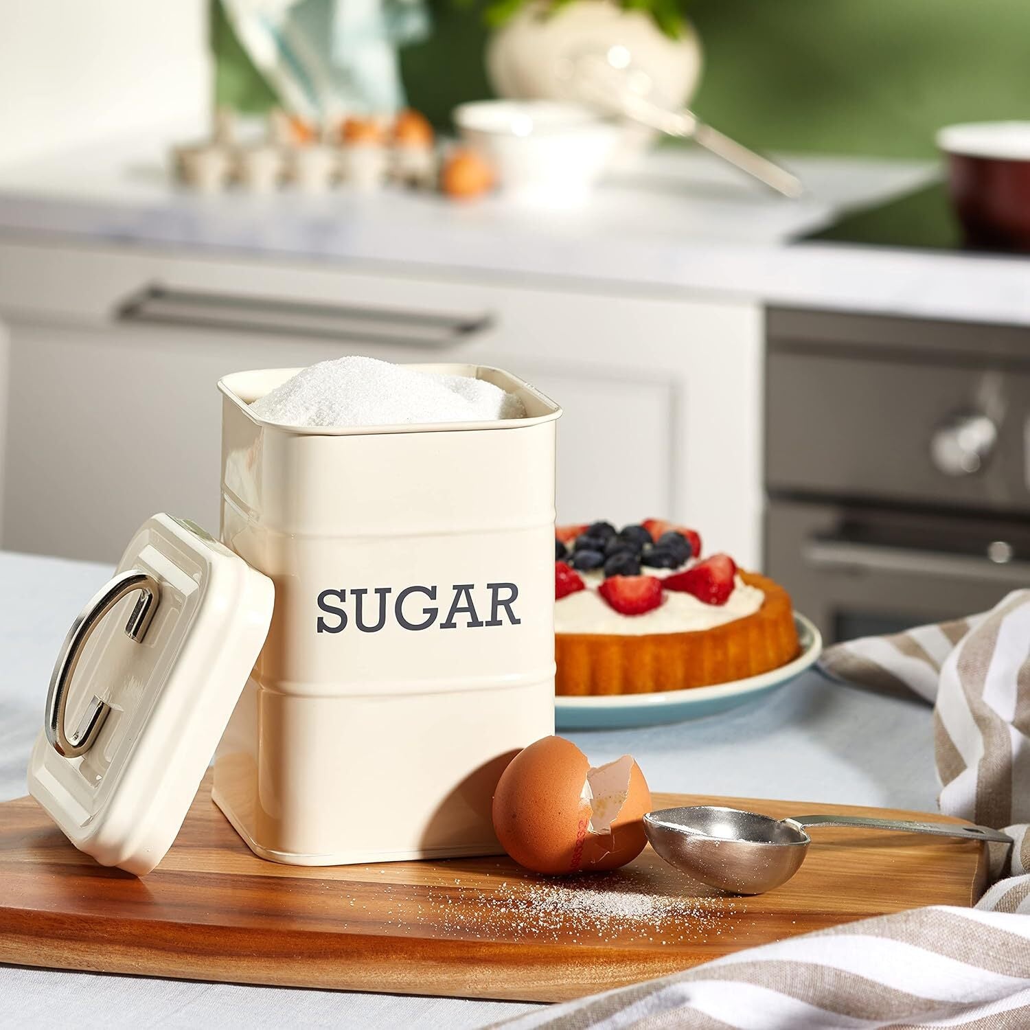 KitchenCraft Living Nostalgia úložná dóza na cukr 1,3 l, krémová, LNSUGARCRE