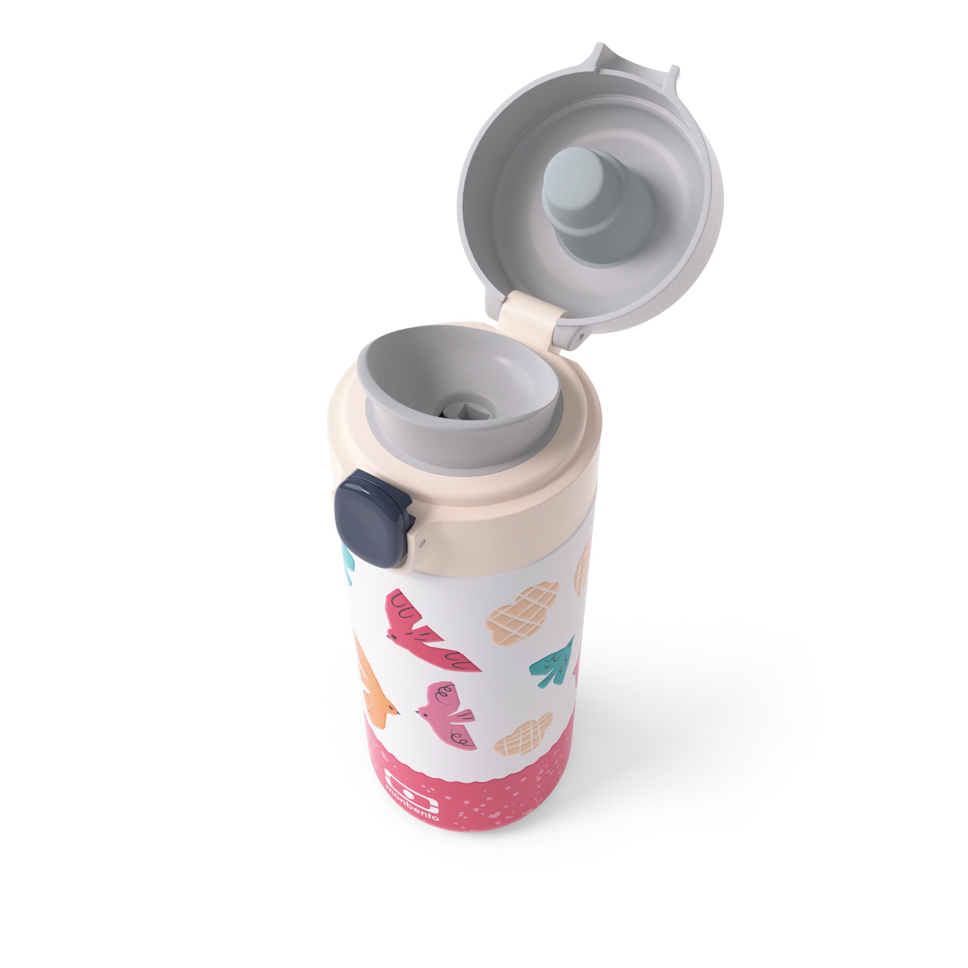 Monbento Pop dětská termoláhev na pití 360 ml, pink birds, 36334121