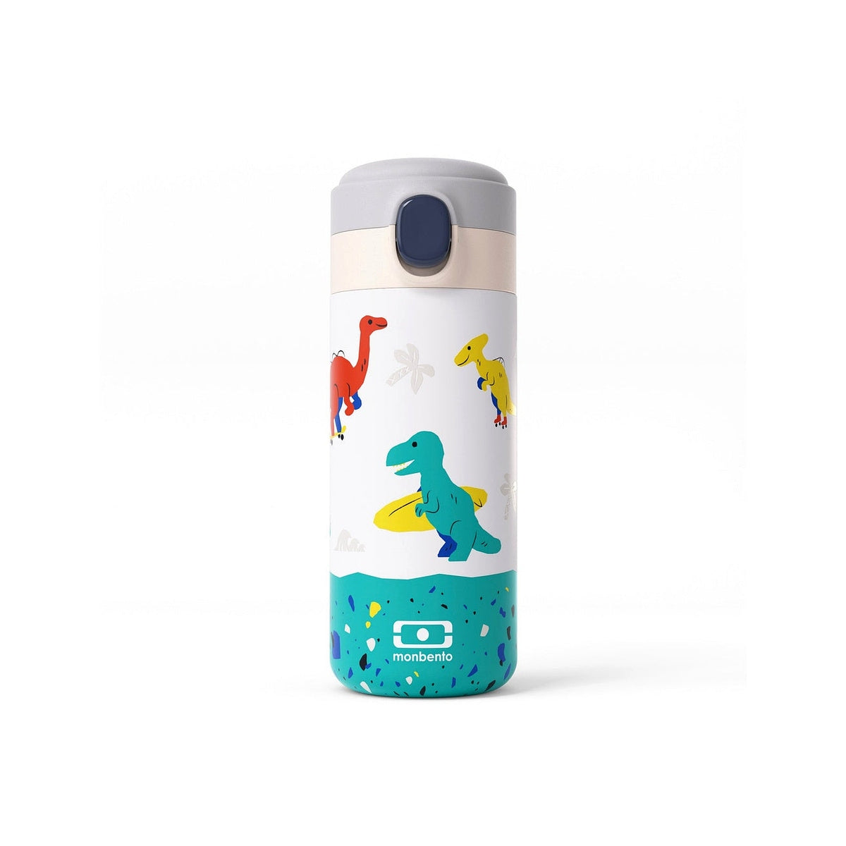 Monbento Pop dětská termoláhev na pití 360 ml, blue dino, 36334120