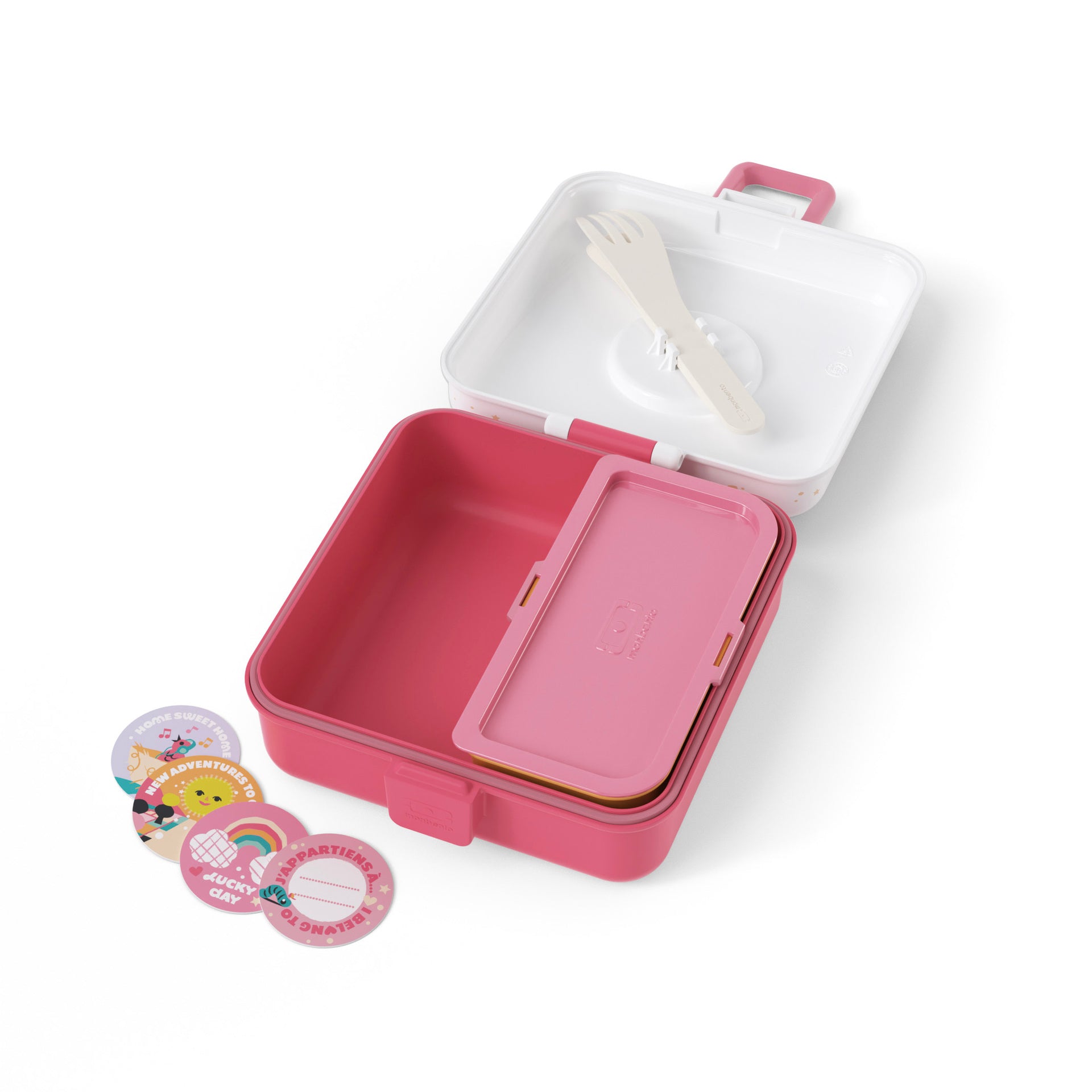 Monbento Snacky dětský svačinový box 0,85 l, pink birds, 81014121