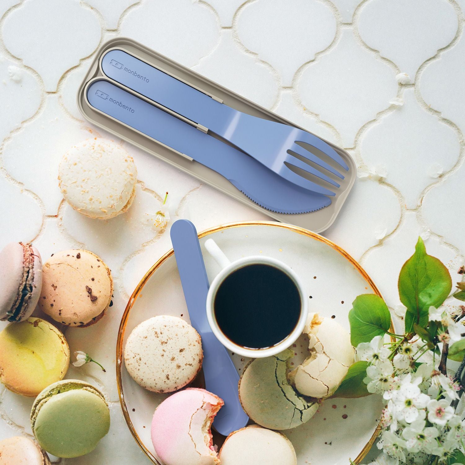 Monbento Pocket Color sada dětských příborů, blue infinity, 24050028