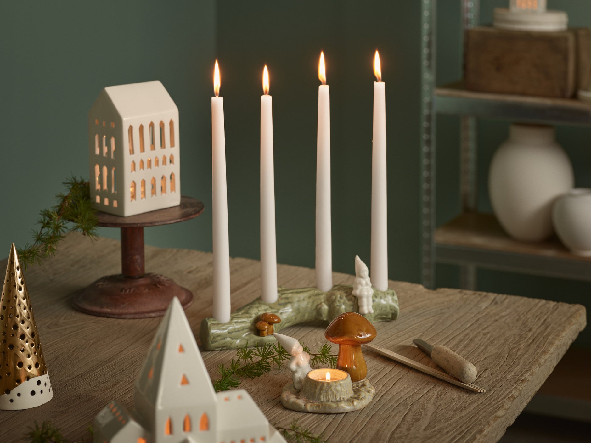 Kähler Christmas Tales porcelánový svícen Christmas advent 10 cm, 693512