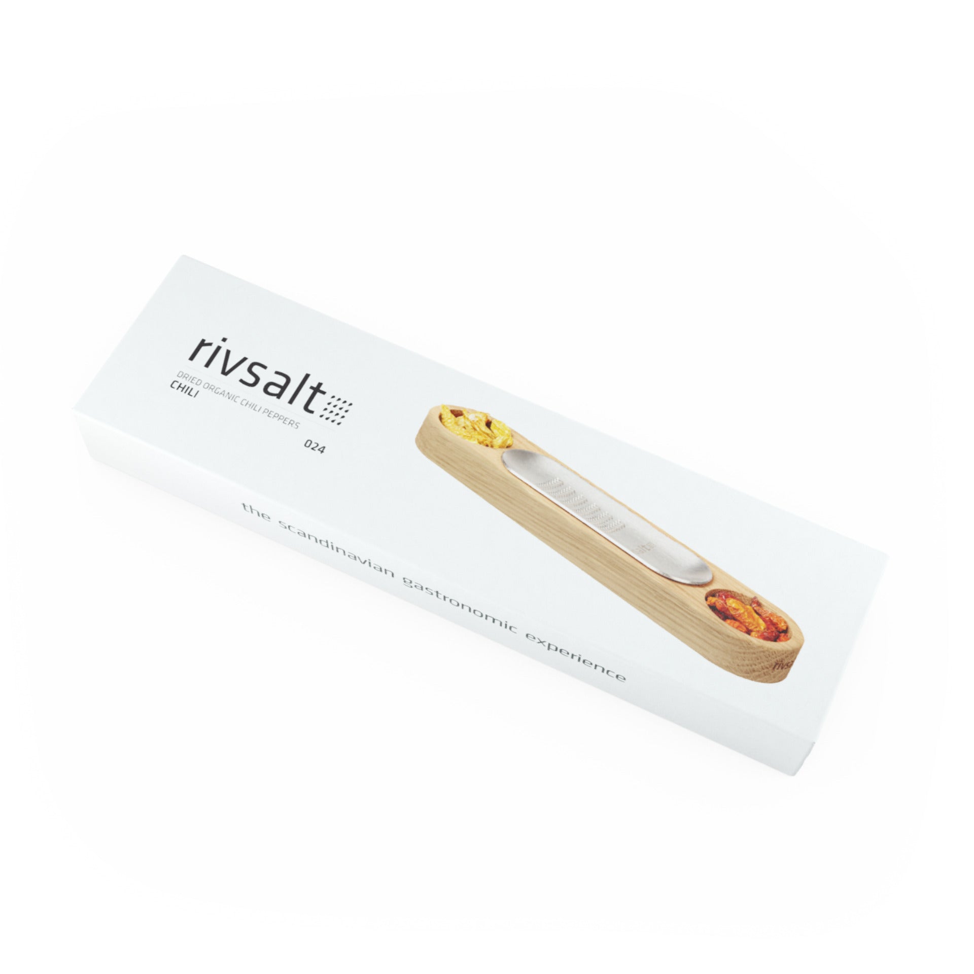Rivsalt Chili dárková sada struhadla, dřevěného stojanu a sušených bio chilli papriček, RIV024