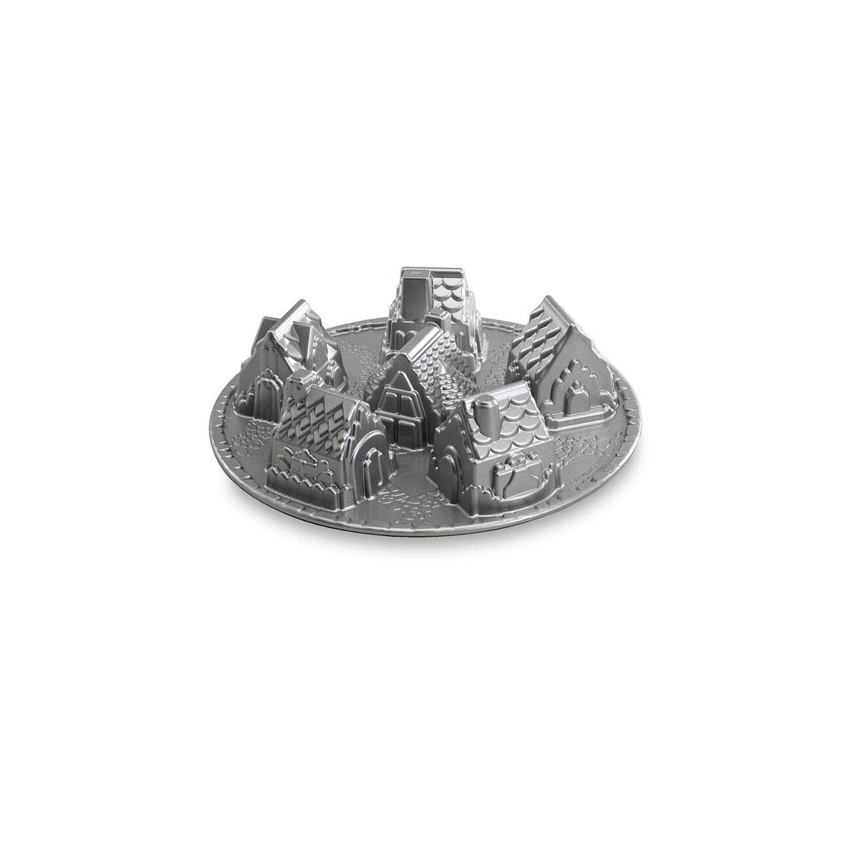 Nordic Ware minibábovkový plát s 6 formičkami Vesnička, 6 cup stříbrná, 81948