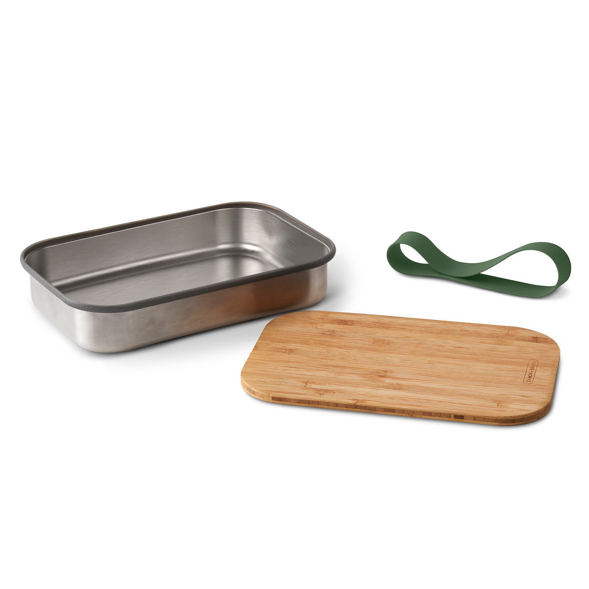 Black+Blum svačinový box s bambusovým víkem 0,9 l, olive, BAM-SB010