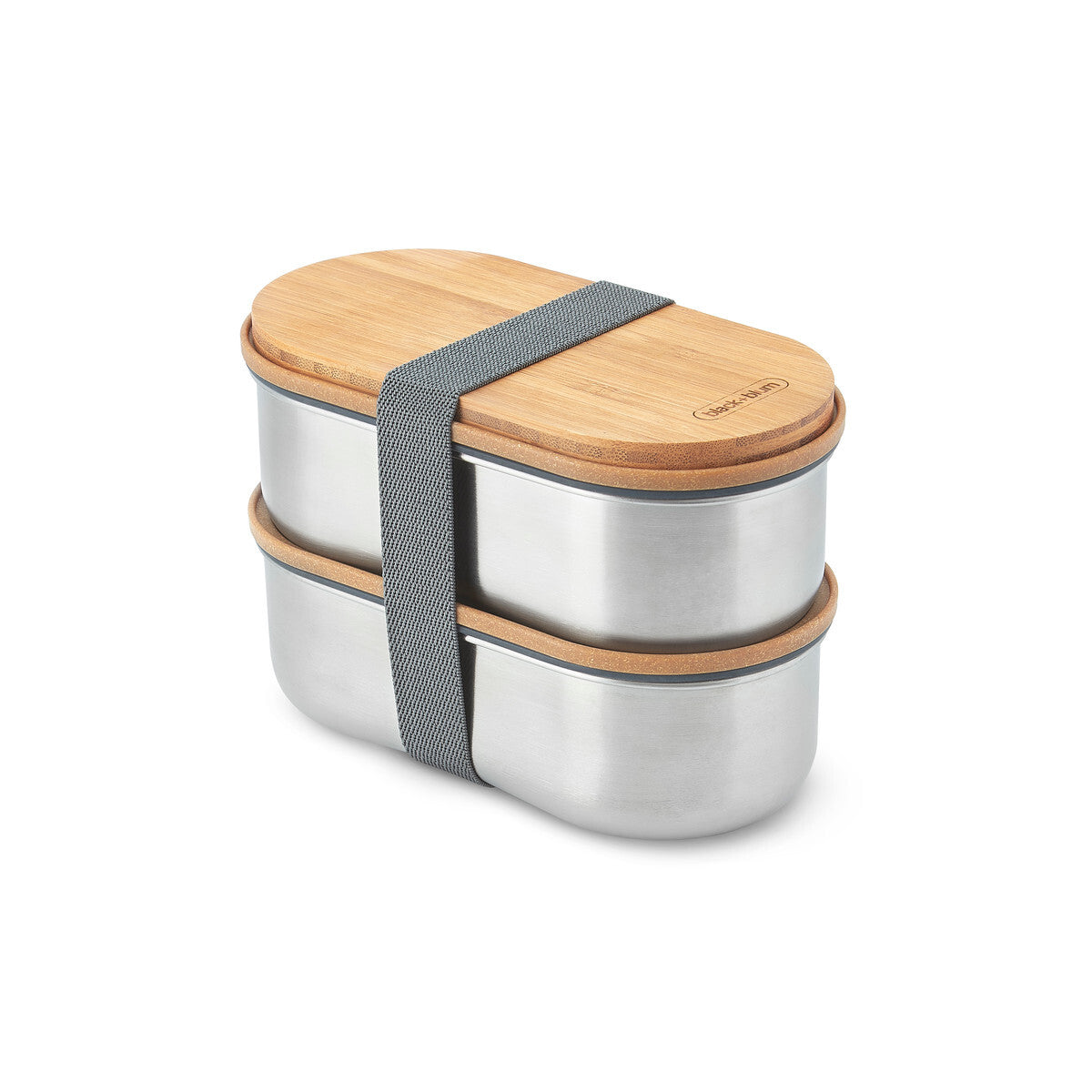 Black+Blum Bento svačinový box s bambusovým víkem a vidličkou 1 l, grey, BAM-BT-L016
