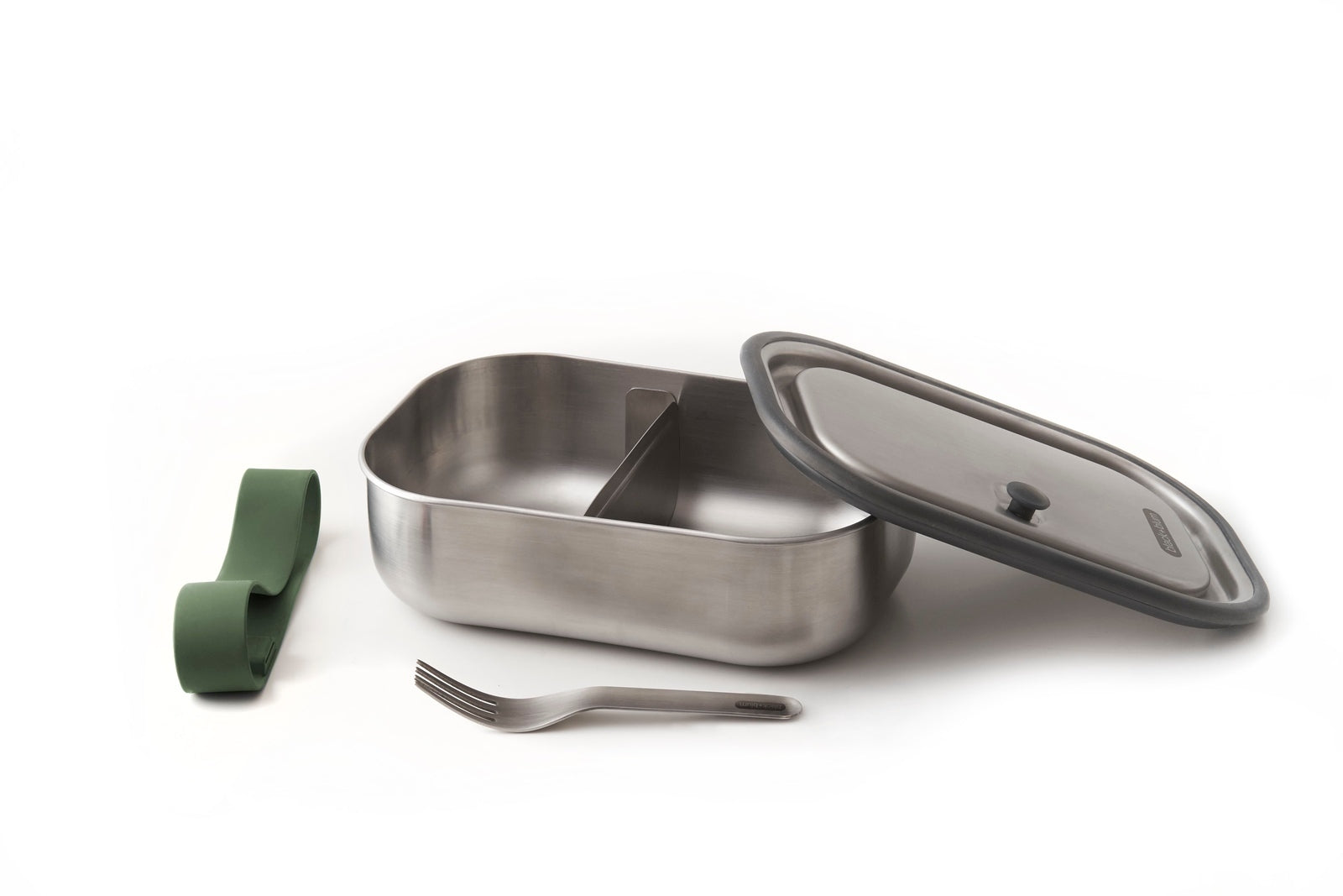 Black+Blum nerezový svačinový box s vidličkou 1 l, olive, BAM-SS-L010