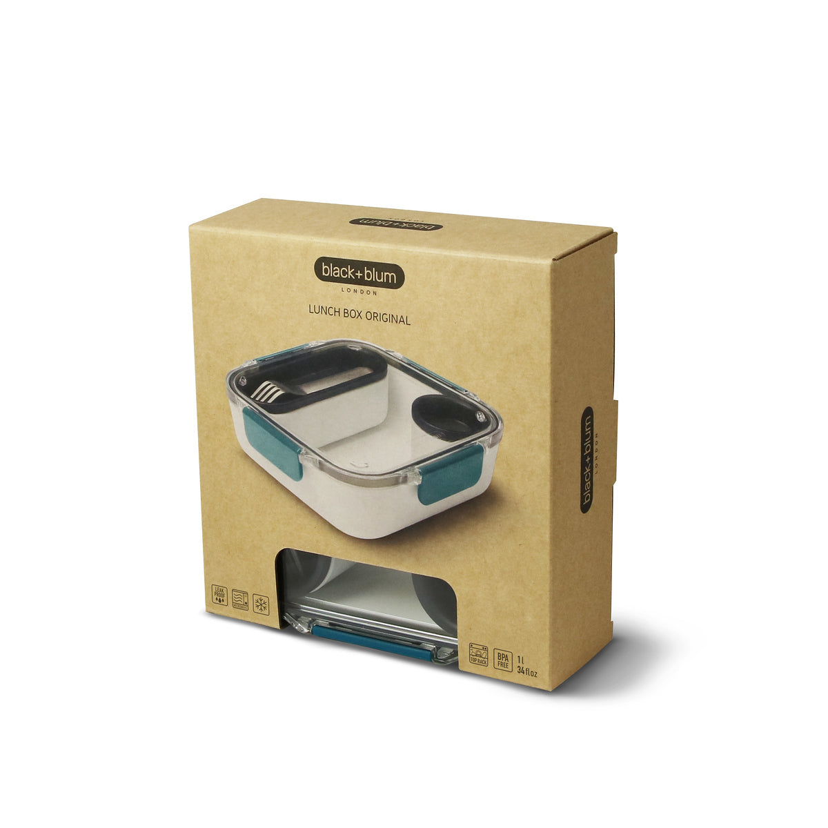 Black+Blum Original svačinový box s vidličkou 1 l, ocean, BAO-BA005
