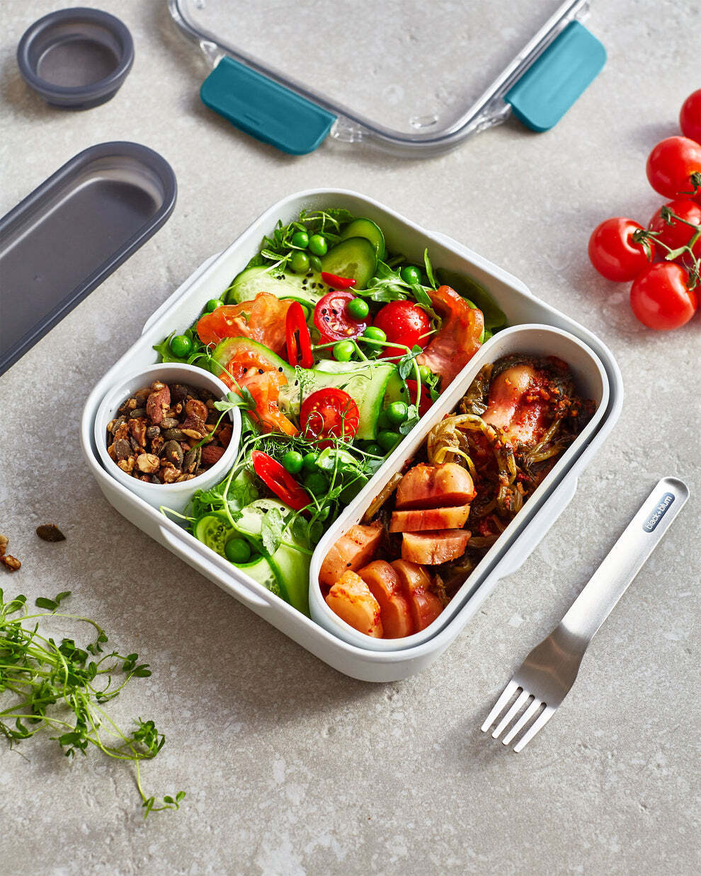 Black+Blum Original svačinový box s vidličkou 1 l, ocean, BAO-BA005