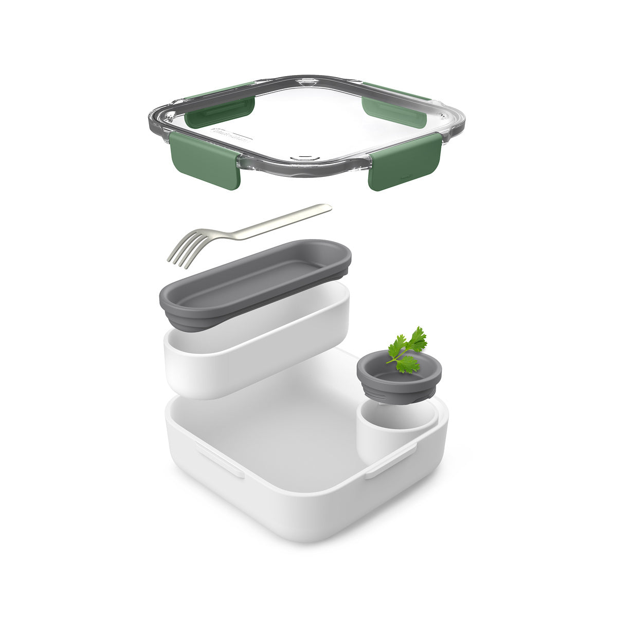Black+Blum Original svačinový box s vidličkou 1 l, olive, BAO-BA010