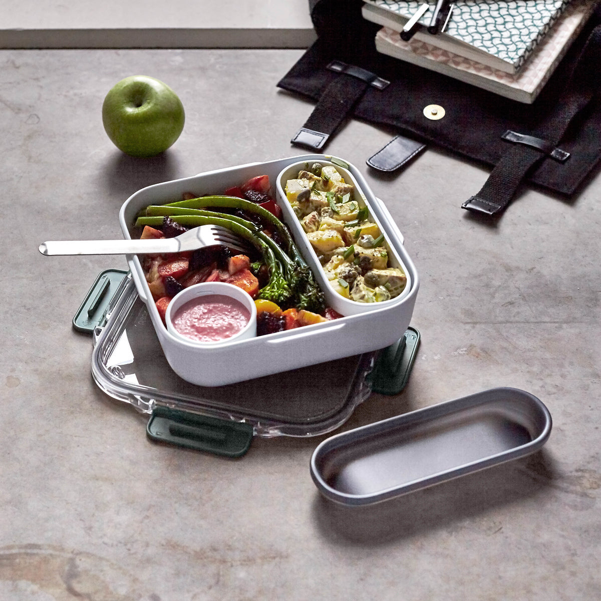Black+Blum Original svačinový box s vidličkou 1 l, olive, BAO-BA010