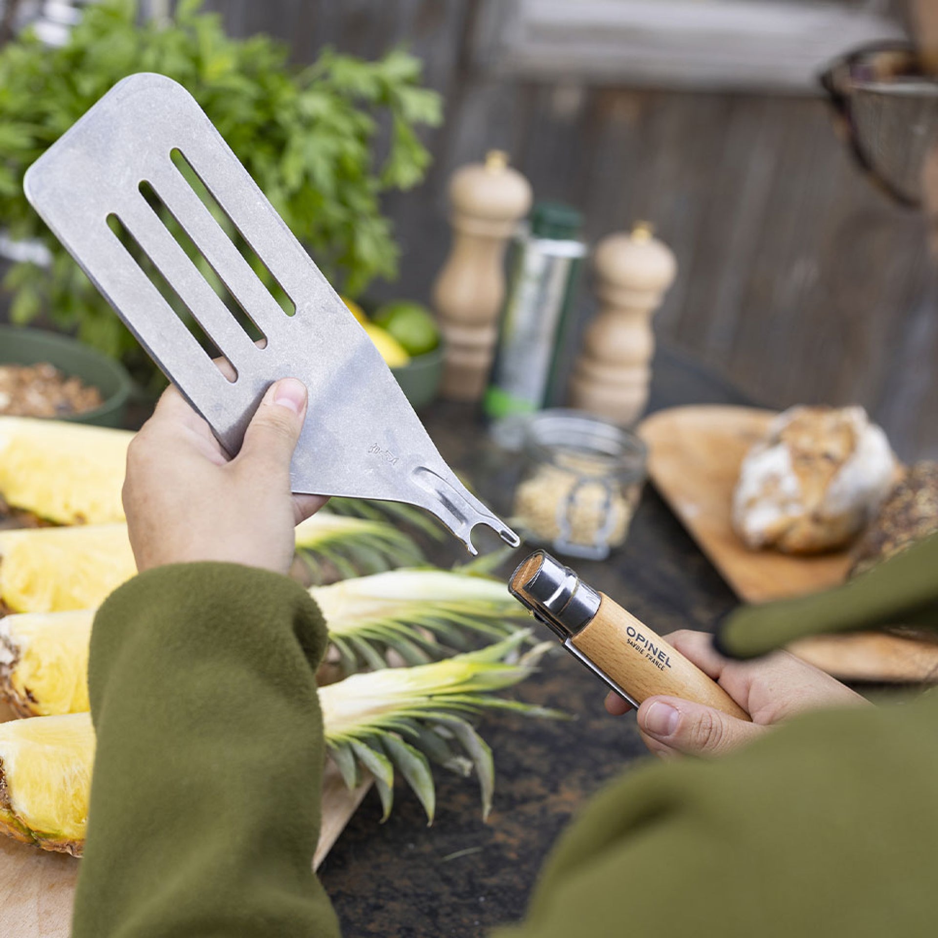 Opinel Barbecue sada nože N°12 B, obracečky a kleští na grilování, 002733
